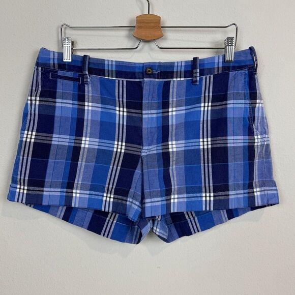 Polo Ralph Lauren Blue Plaid Linen Cotton Shorts 12 - Picture 1 of 7